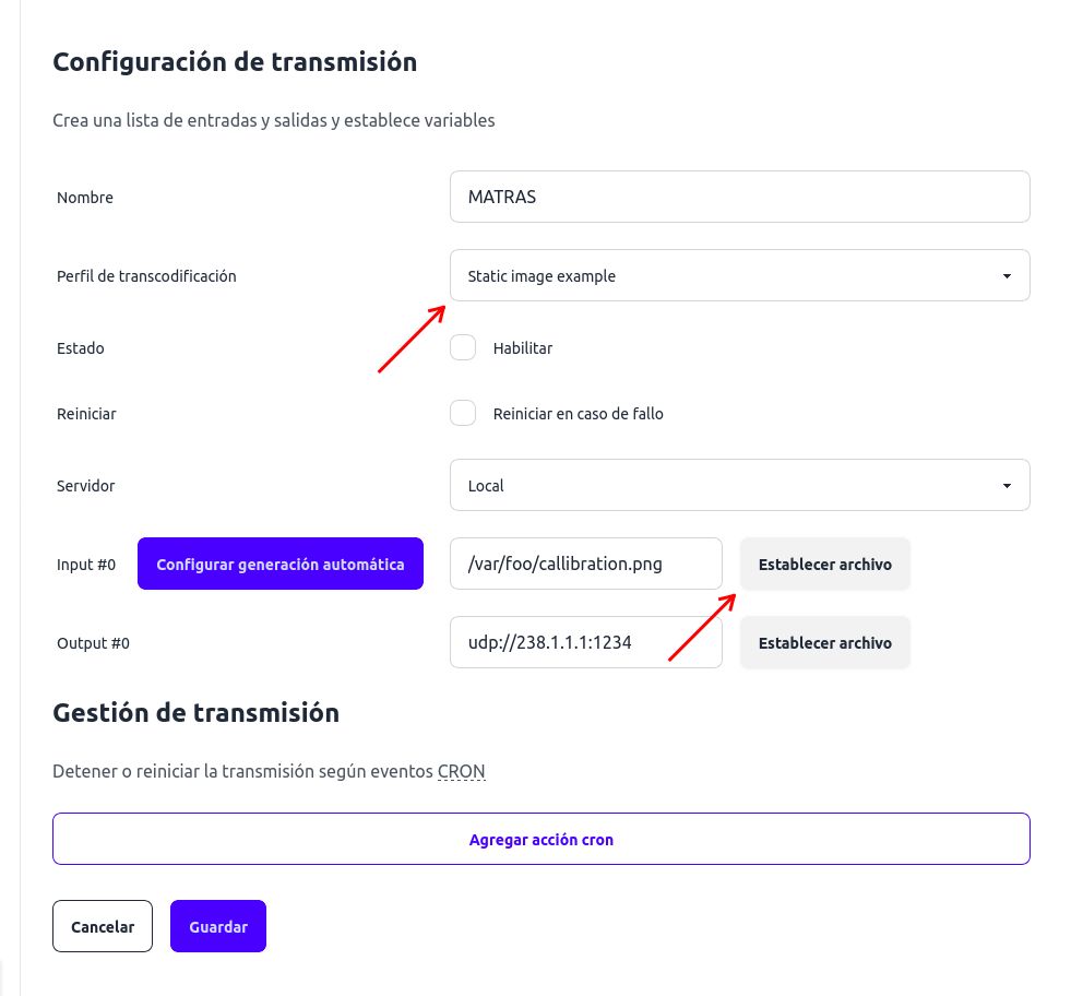 Usar nuevo perfil en la transmisión