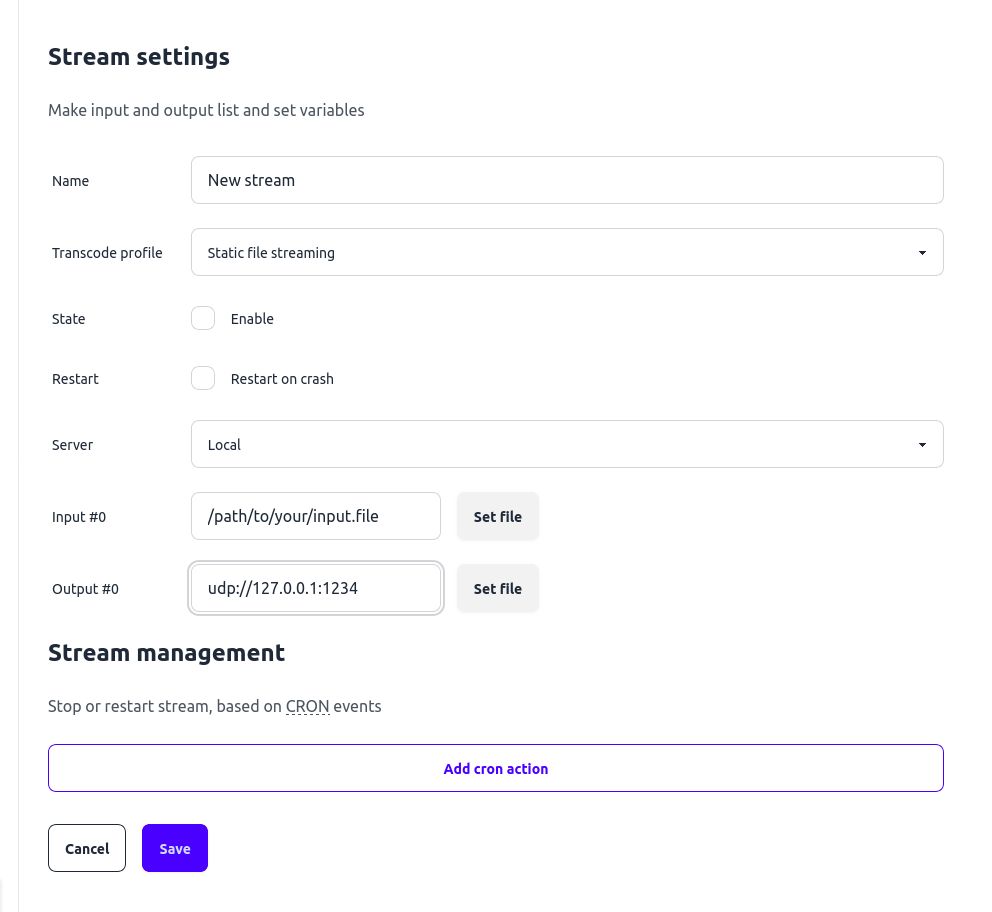 Enter stream properties