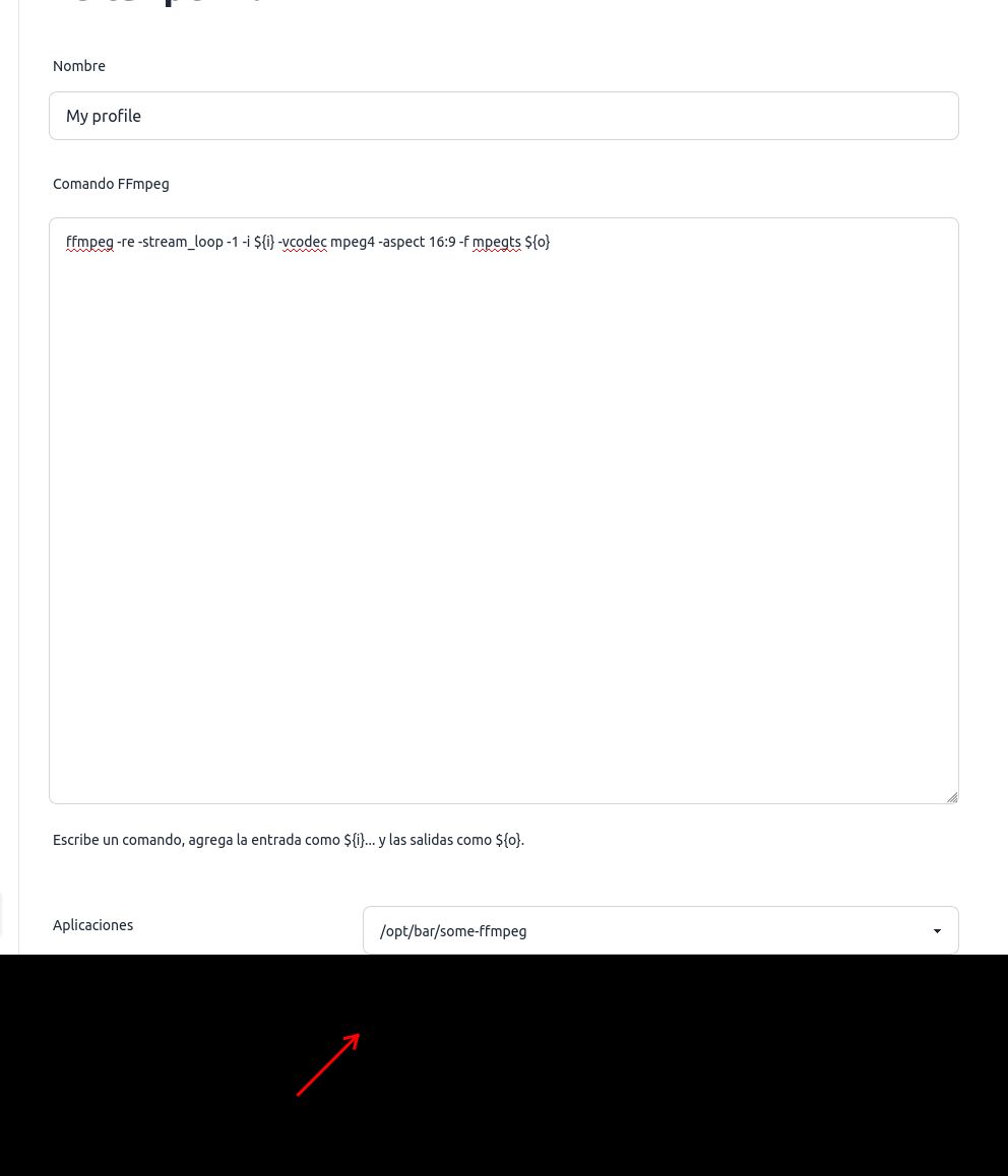 Especificar FFmpeg alternativo en Perfil