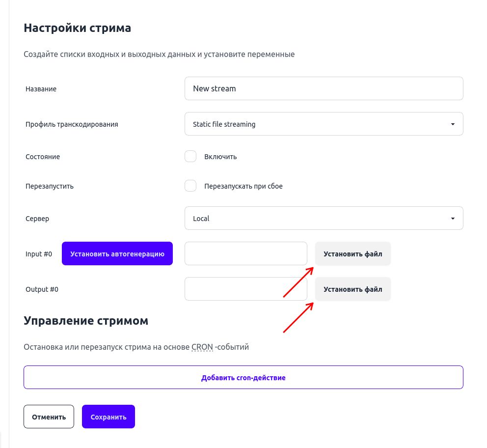 Нажмите Set file рядом с полем Input